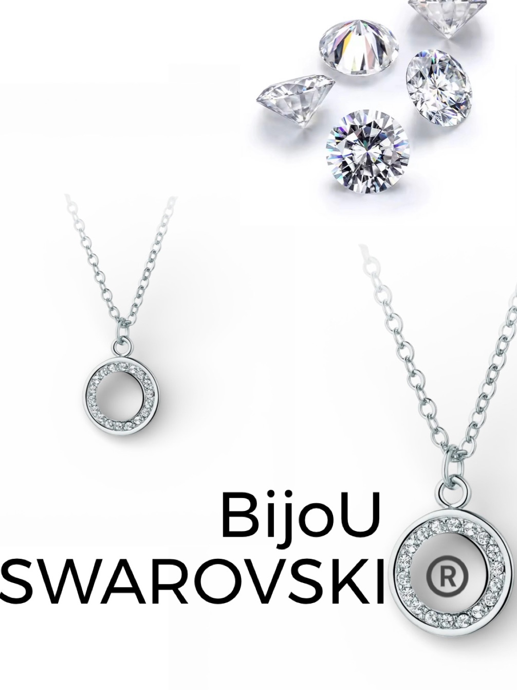Elegant Silver Cubic Zirconia Halo Pendant Necklace - Silver